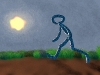 Improvised stick figure brought to life in performance.
